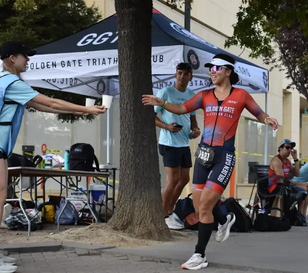 Angela on the run at Ironman California